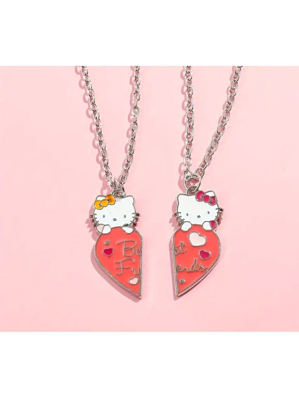 New - Hello Kitty BFF Heart Pendant Necklace Set
